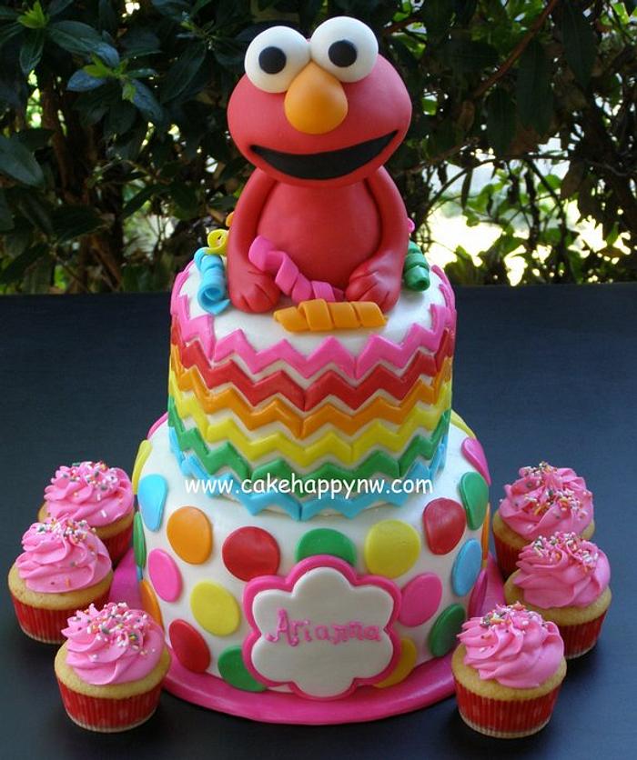 Elmo "Chevron/Polka Dot" Cake!