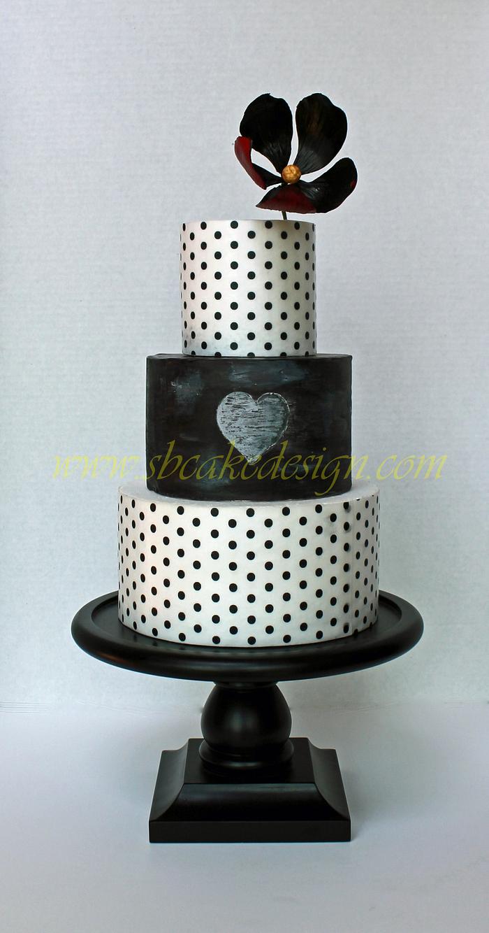Black and White Engagement Cake