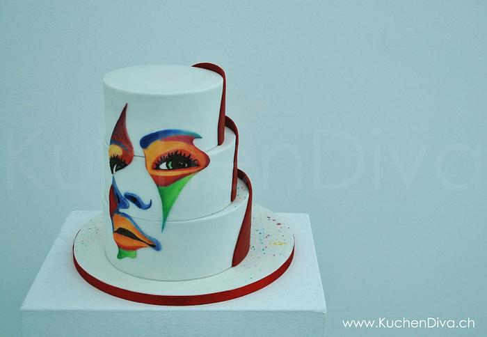 Colourful art inspired cake
