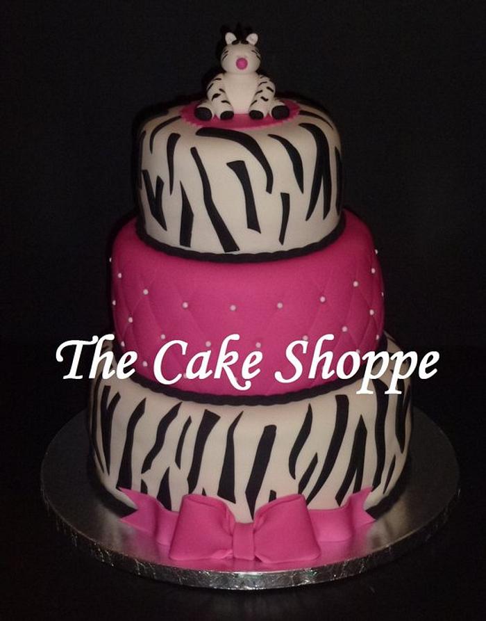 zebra baby shower cake