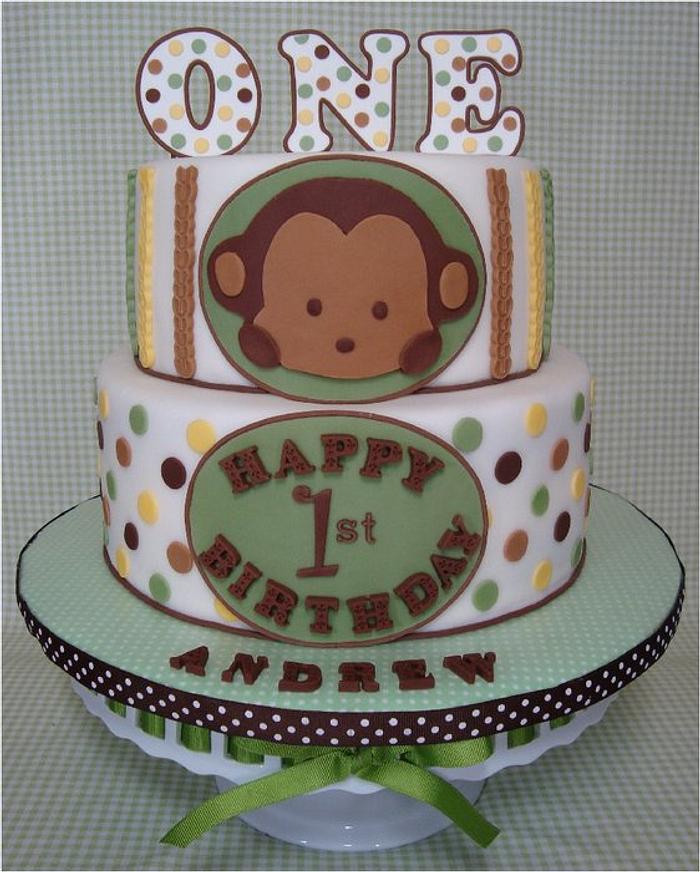 Mod Pod Pop Monkey First Birthday Cake & Smash Cake