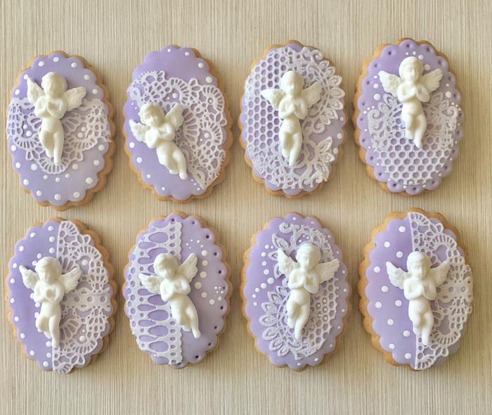Lavender christening cookies 