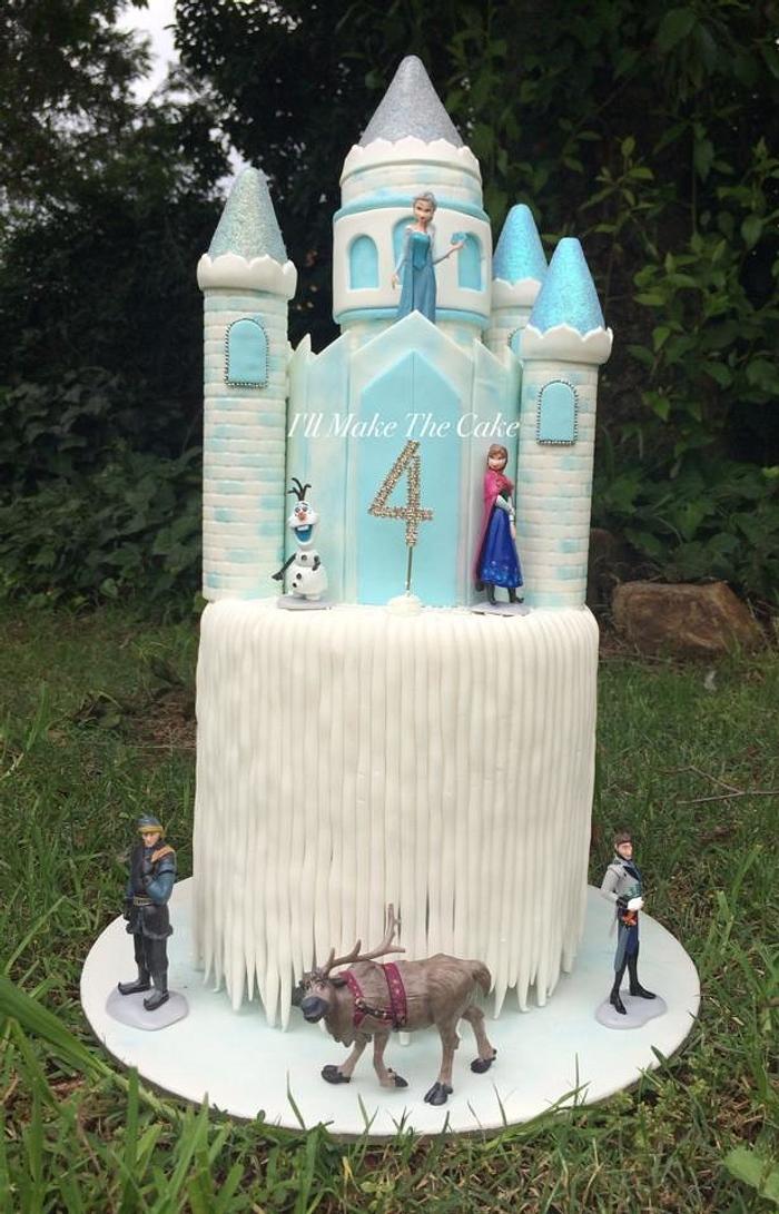 Frozen princess castle cake.