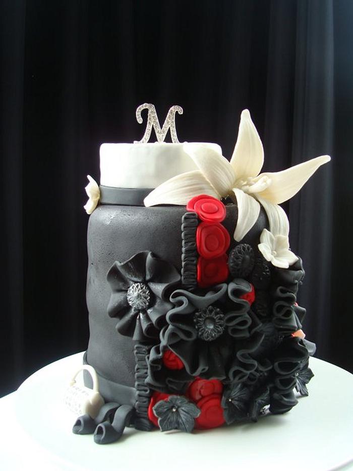 Vertical Testing. Black, white and red cake