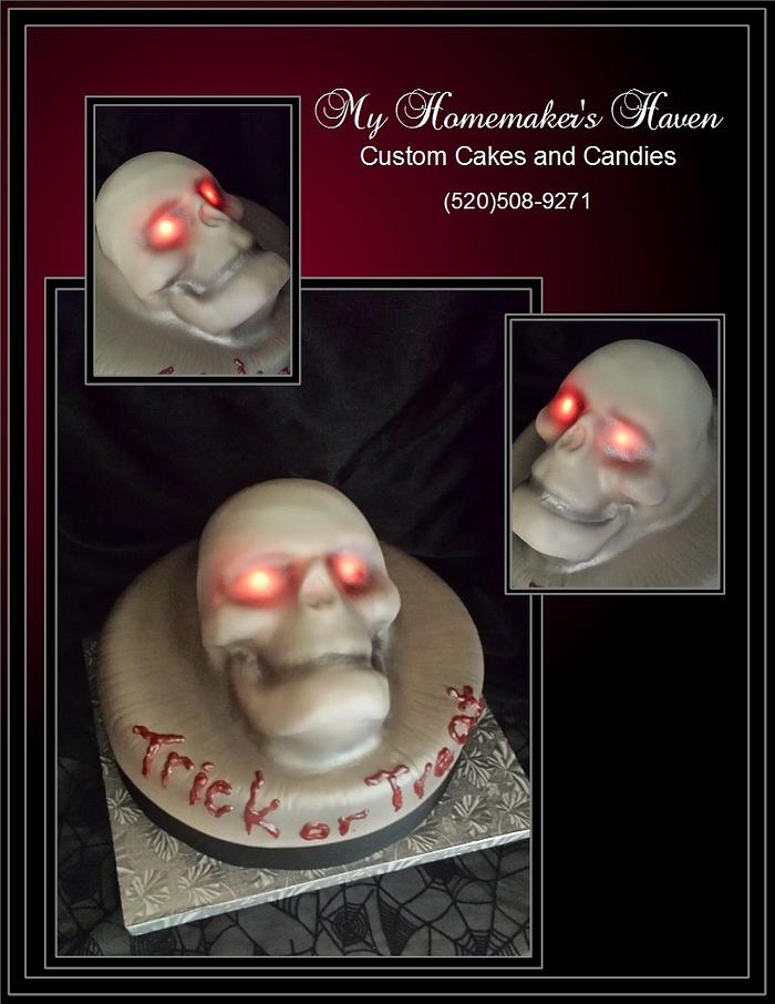 Glowing Eyes Emerging Skull Cake