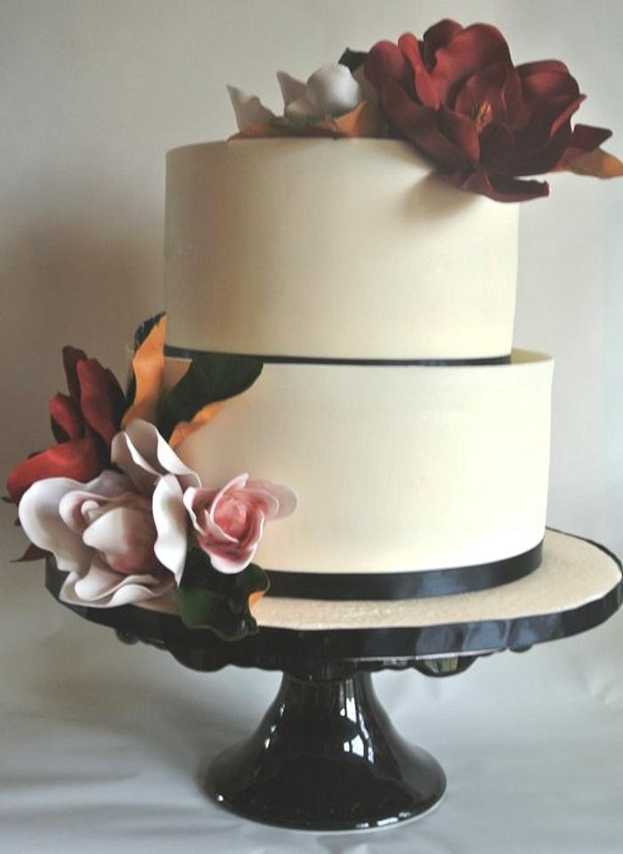 Simple Magnolia Bridal Shower Cake