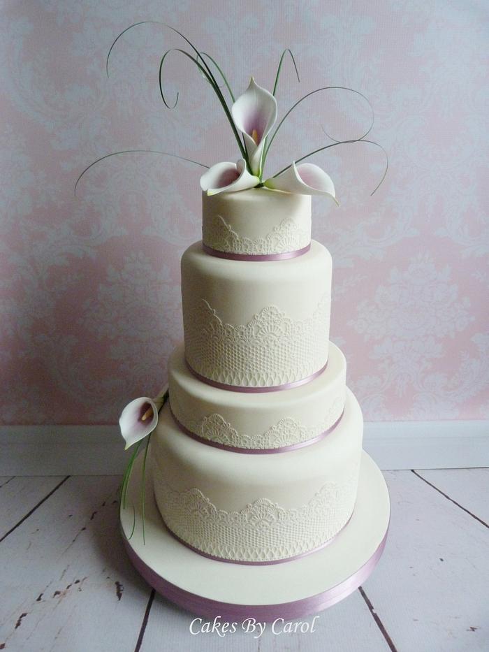 Calla Lily Lace Wedding Cake