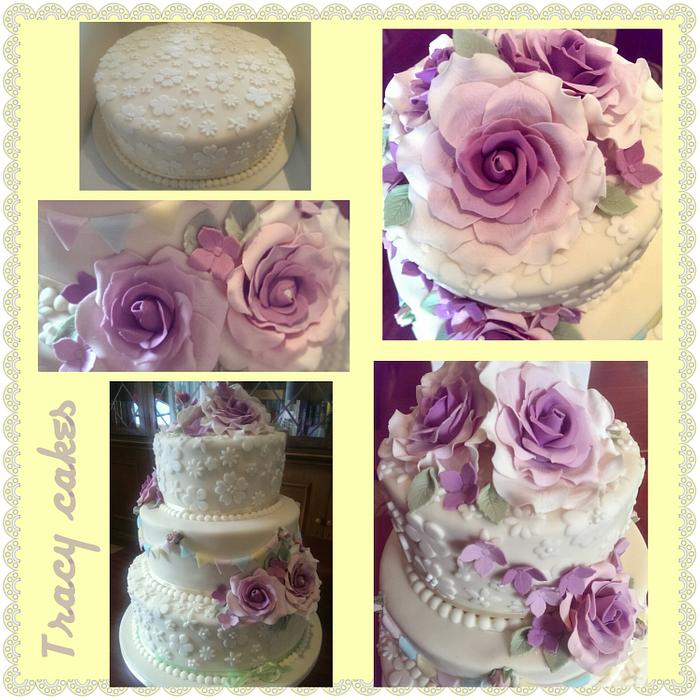 Bunting And Rose Wedding Cake