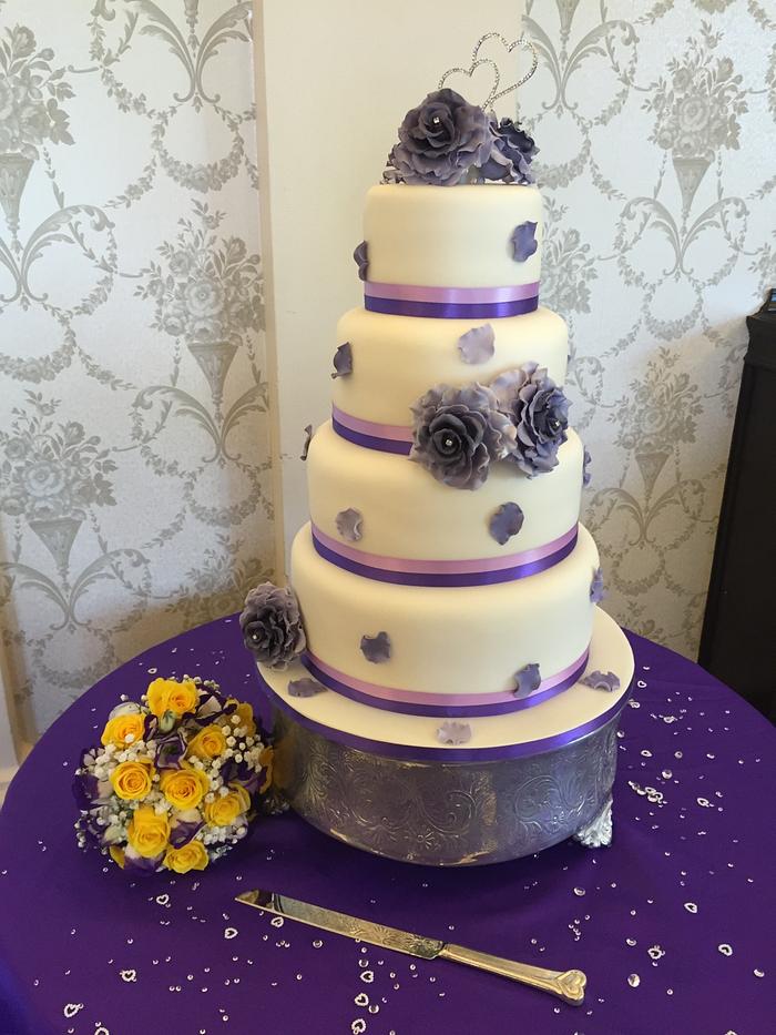 Purple wedding cake for Mark & Helen