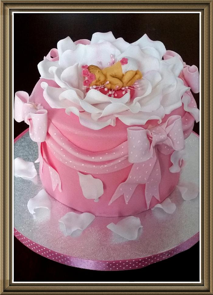 Blooming Rose Baby Shower Cake