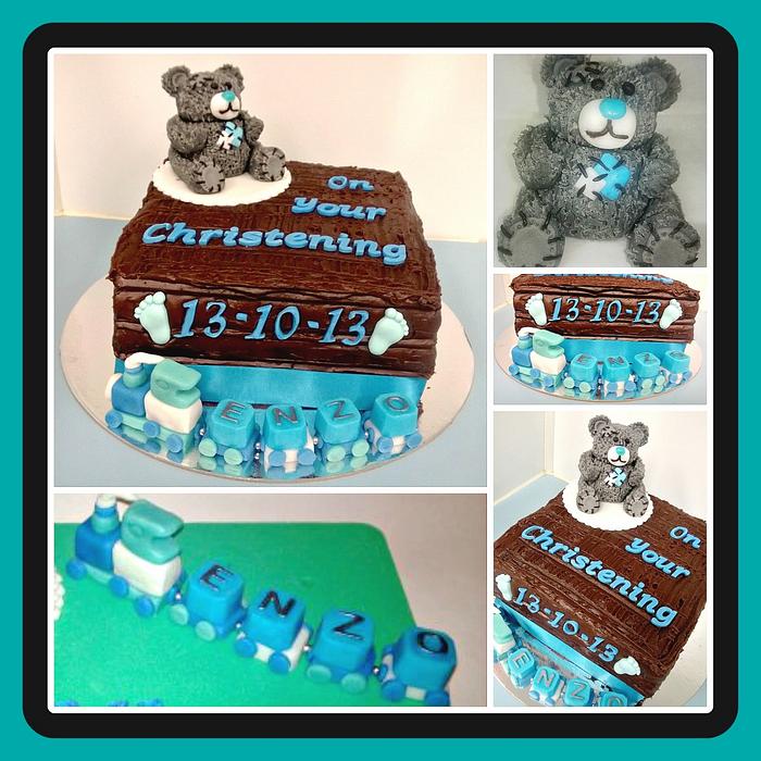 Little boys Christening cake