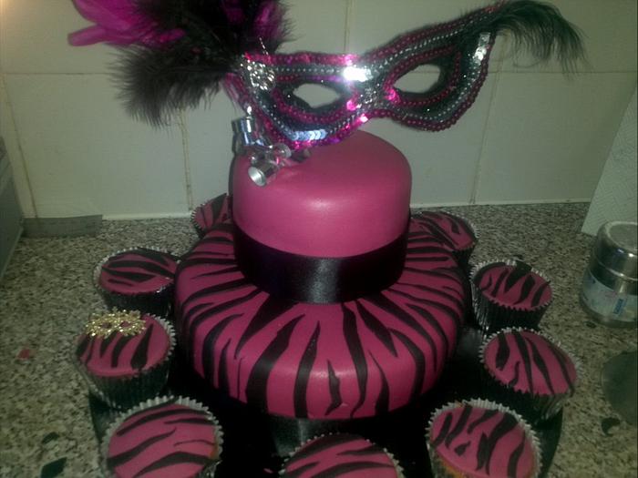 hot pink masquerade cake 