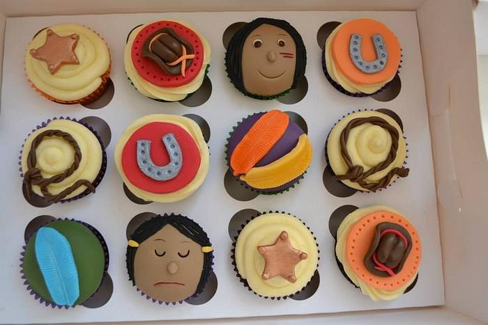Cowboy and Indian cupcakes