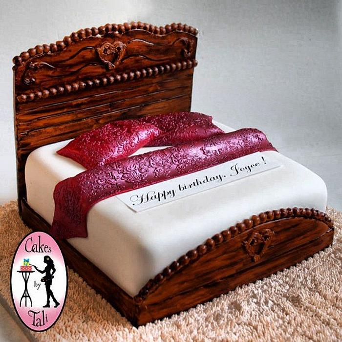 Detailed wood bed cake
