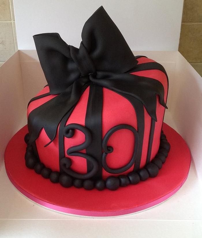 Pink and Black Bow cake