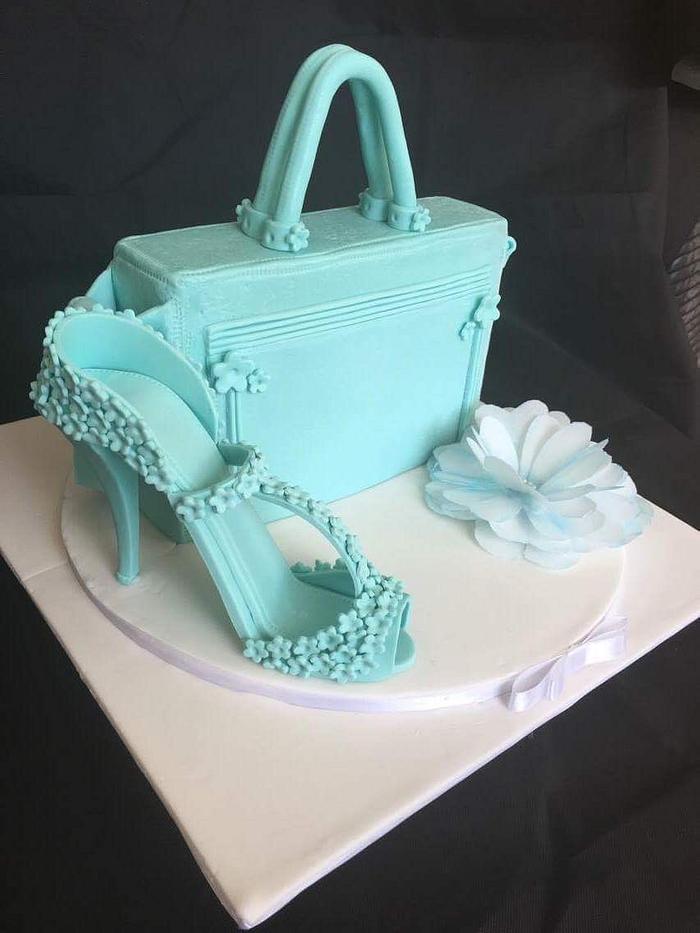 Tiffany blue handbag and matching shoe. - Decorated Cake - CakesDecor