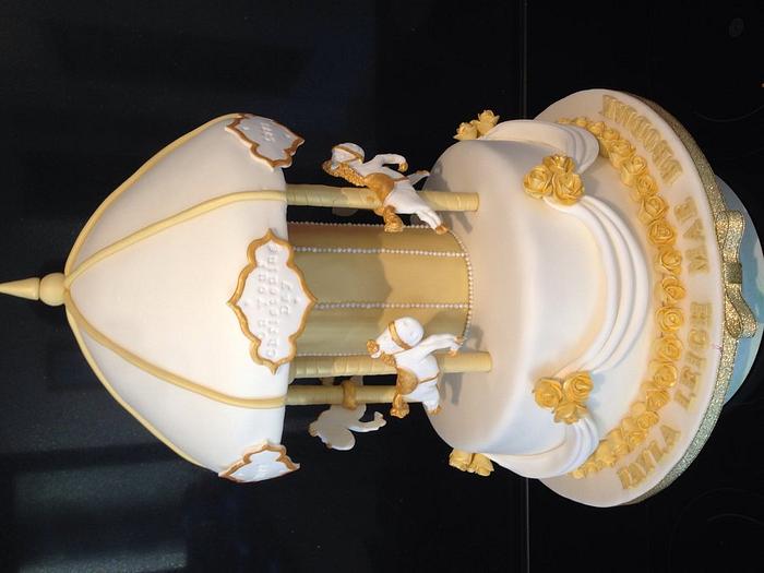 Gold christening cake. 