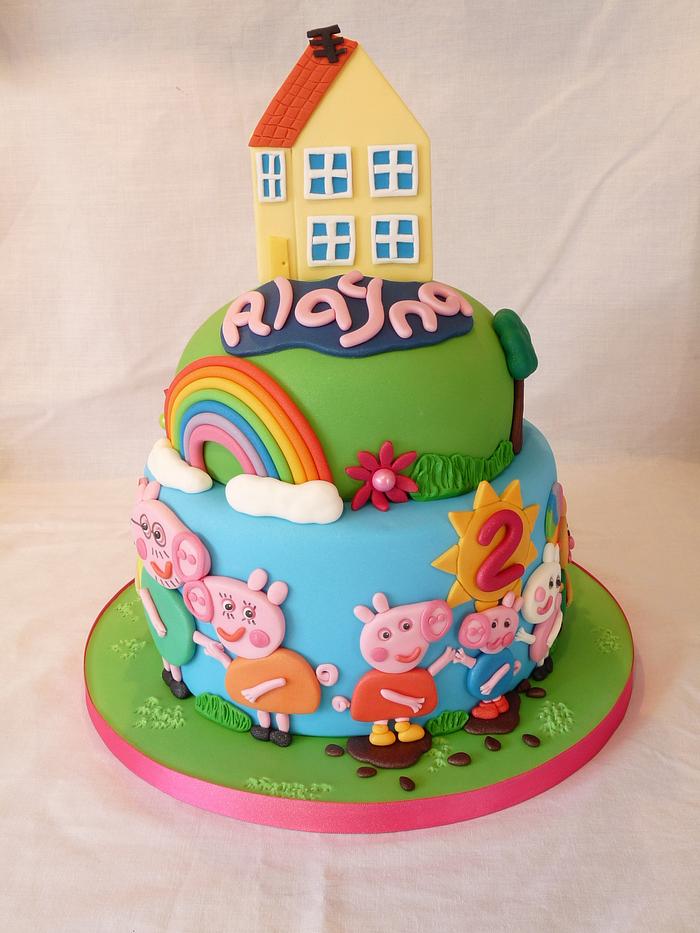 TWO TIERED PEPPA PIG CAKE