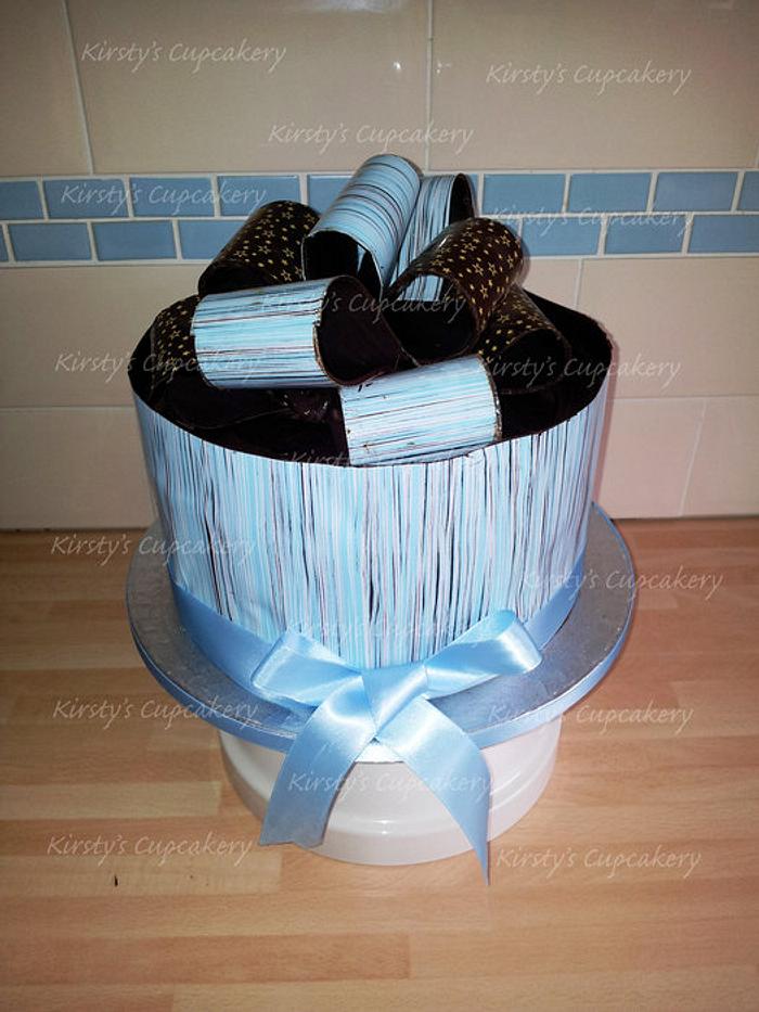 Chocolate wrap cake using chocolate transfers 
