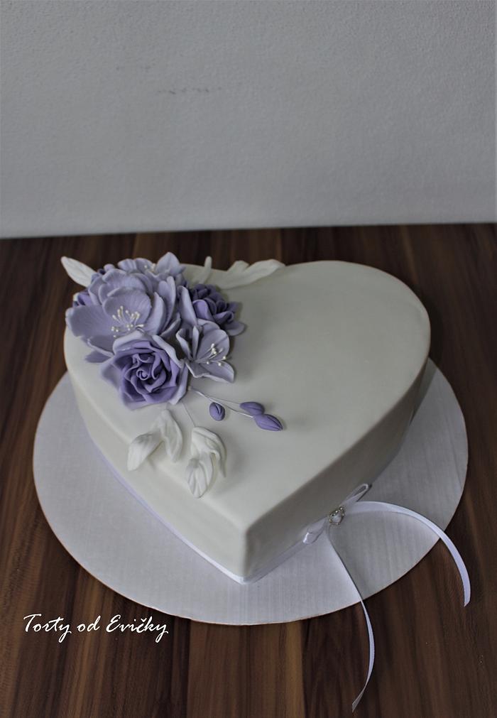 Violet heart shaped cake