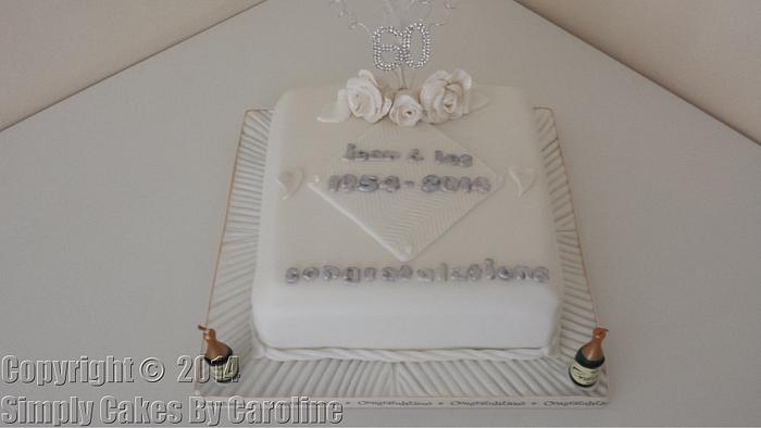 A diamond wedding anniversary cake