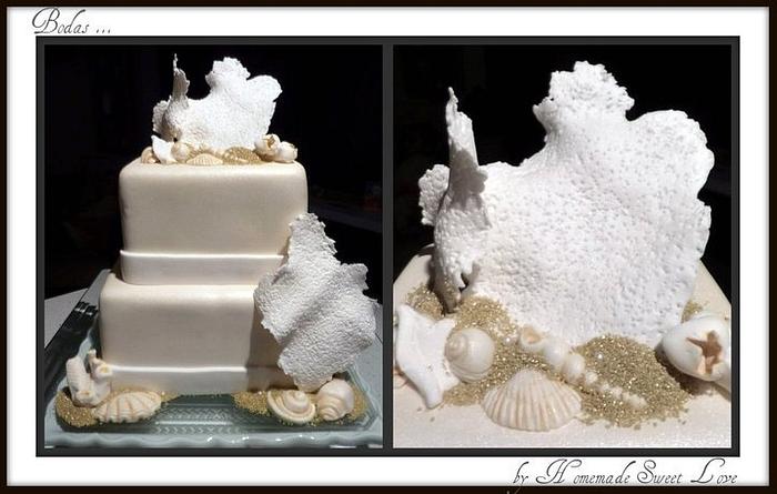Sea shells wedding cake