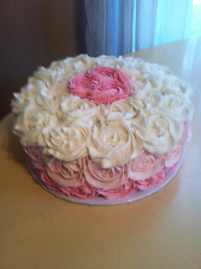 Pink Ombre Rose Cake 
