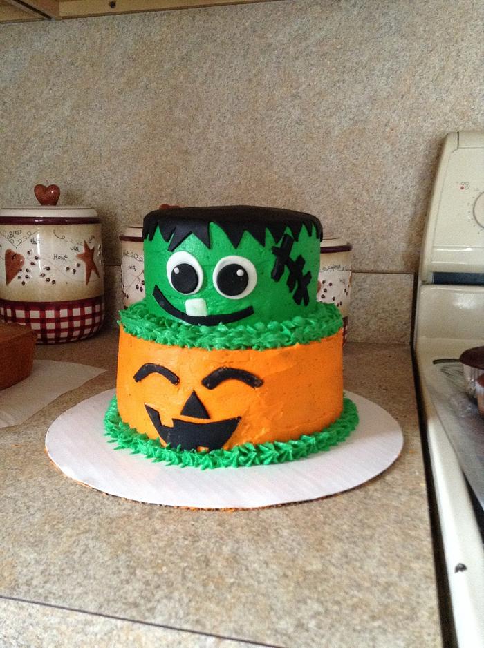 Frankenstein/pumpkin cake