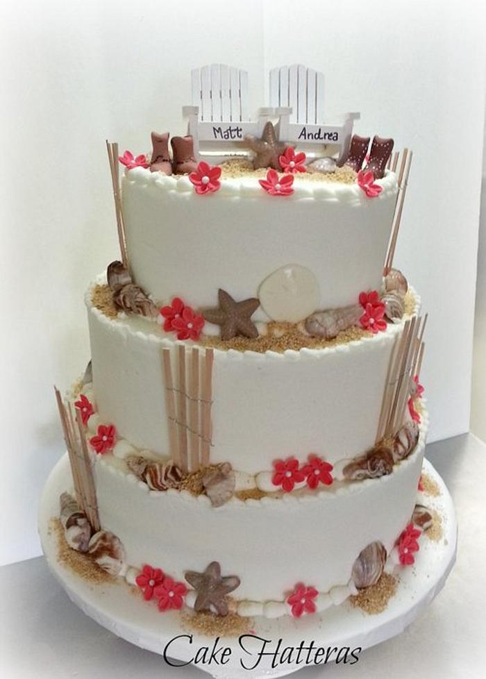 Beach Wedding Cake with Cowboy Boots