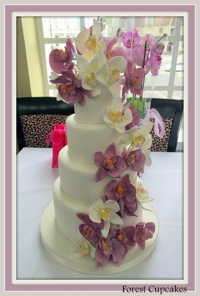 Moth Orchid Wedding Cake