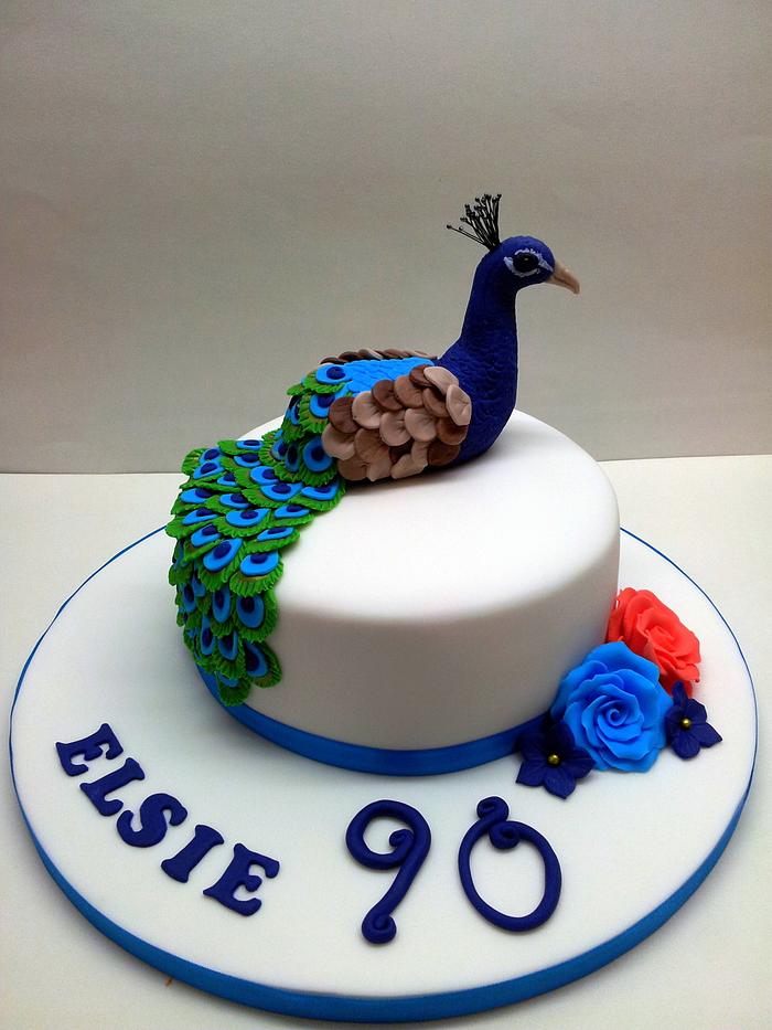 Peacock 90th Birthday Cake