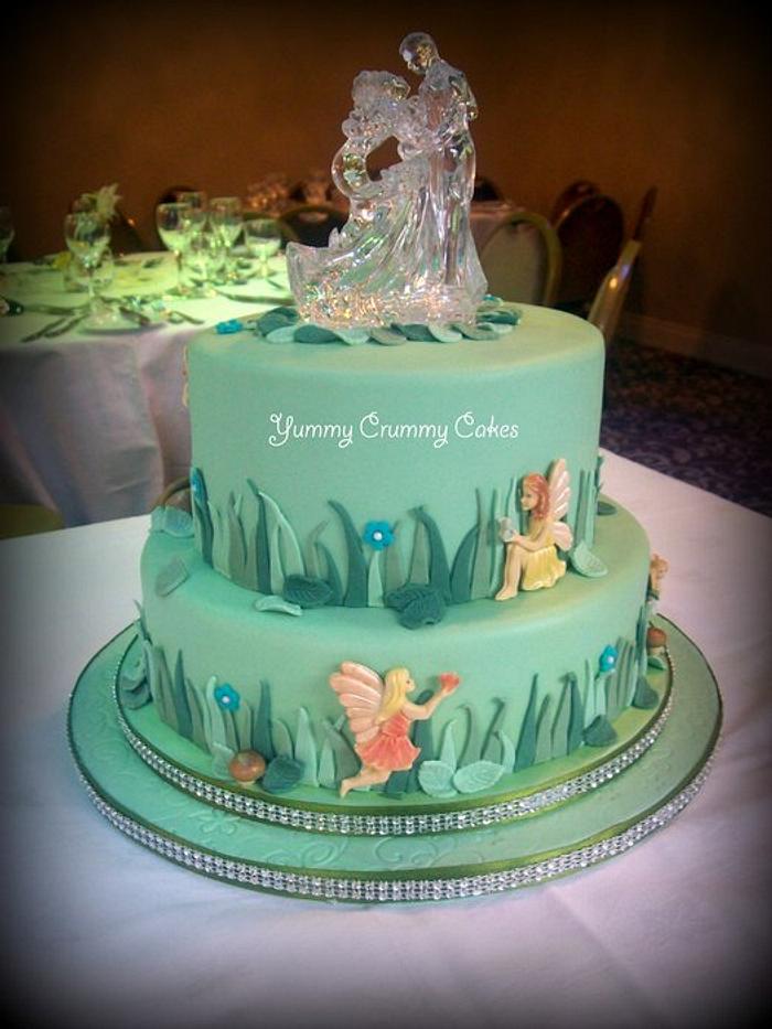 Fairy themed wedding cake