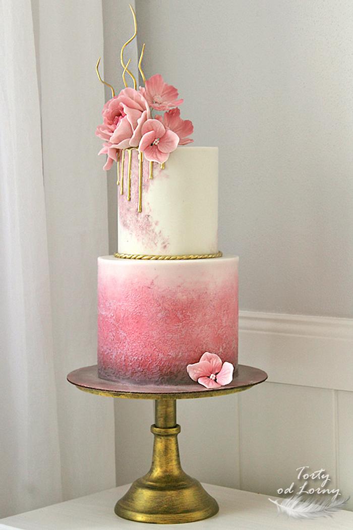 Pink & gold birthday cake
