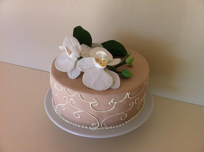 orchid cake with royal icing