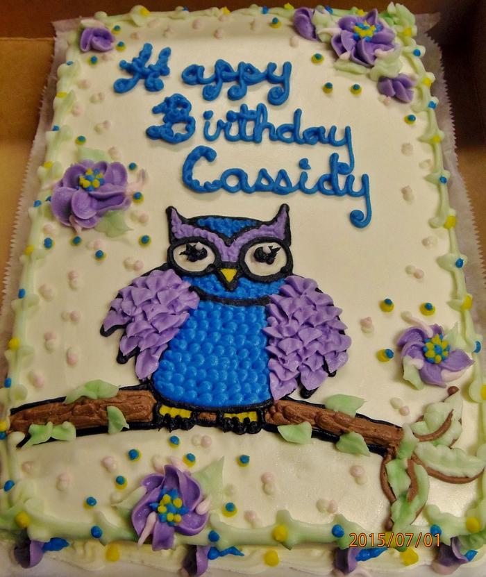 Buttercream owl cake 