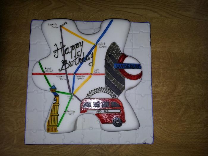 London jigsaw cake