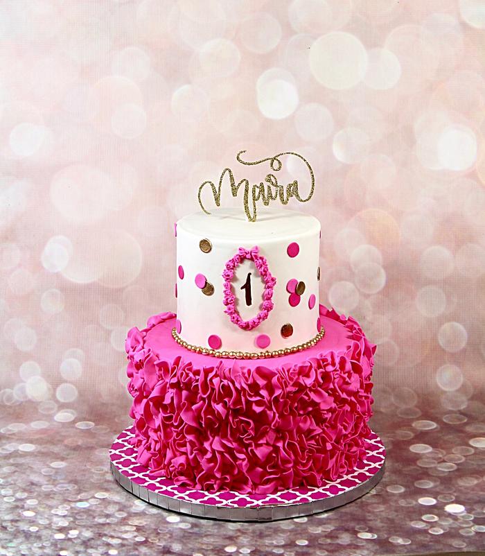 Pink ruffle cake 