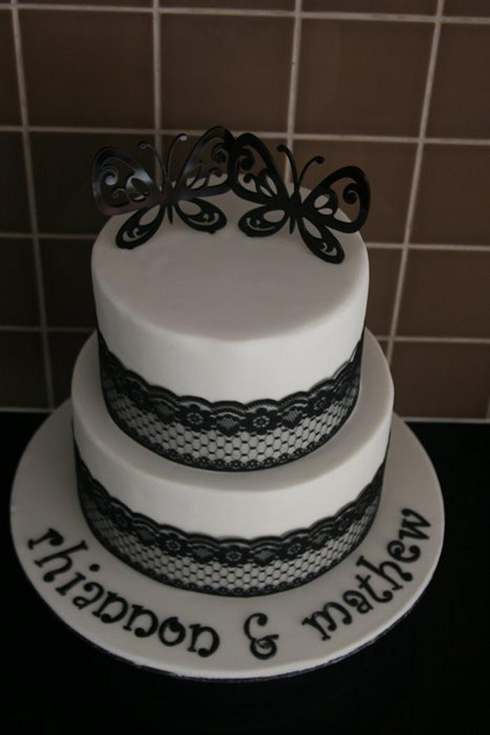 Black & White Engagement Cake