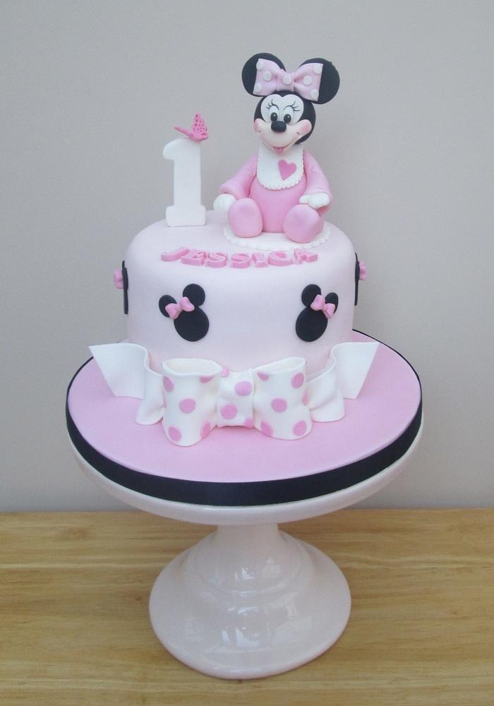 Minnie Mouse Face Pink Bow Edible Cake Topper Image 1/4 sheet - Walmart.com