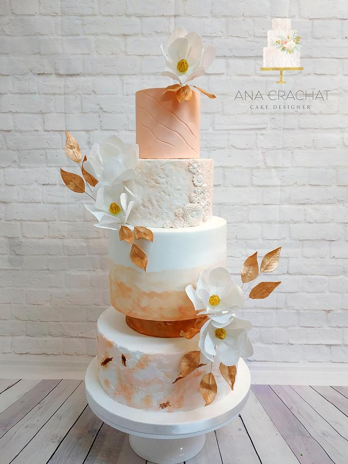 Coral textured Wedding Cake 
