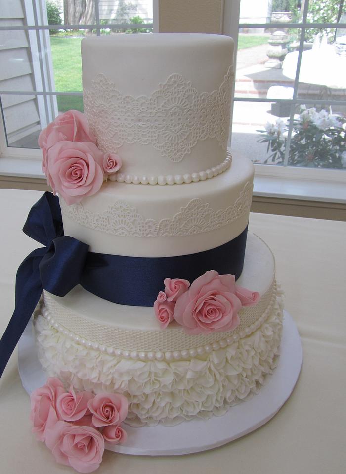 Lace & Rose Wedding Cake