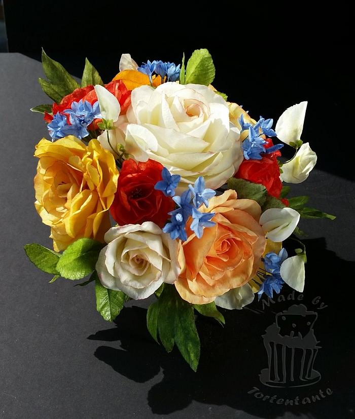 Colorful wafer paper bouquet