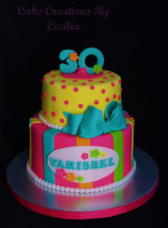 "Neon" Birthday Cake