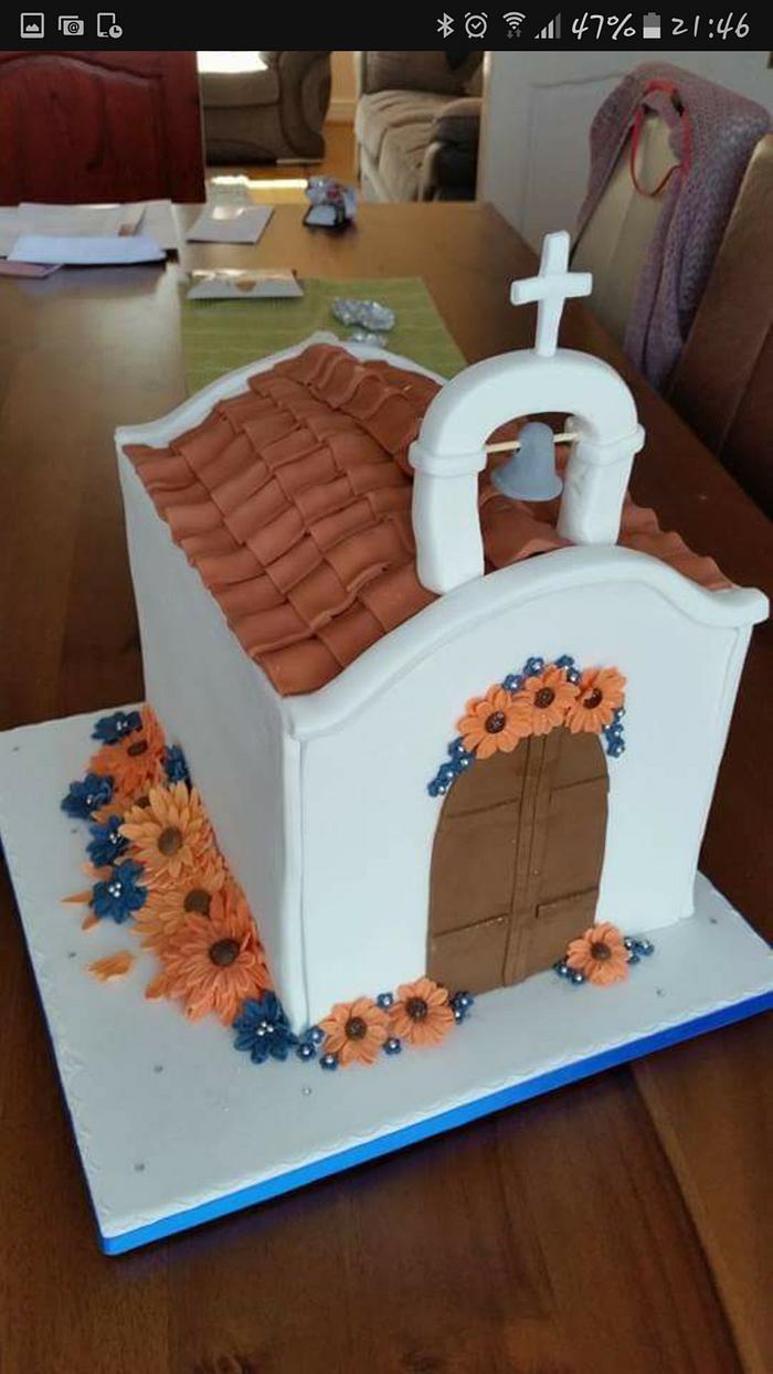 Lindos church wedding cake