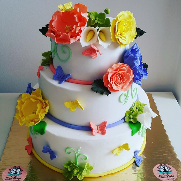 Floral First Birthday Cake