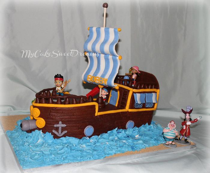 Jake and The Neverland pirate ship cake 