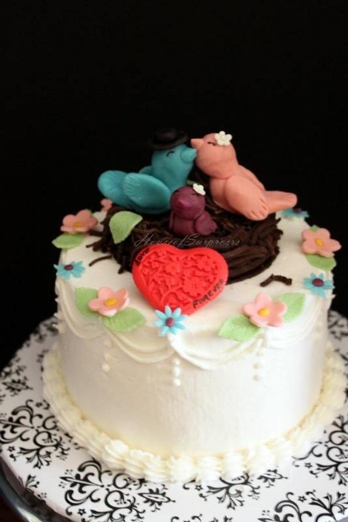 Luv birds. Anniversary cake