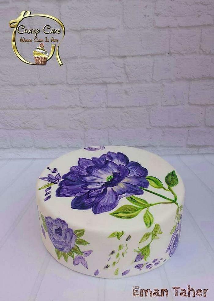 Handpainted flowers cake