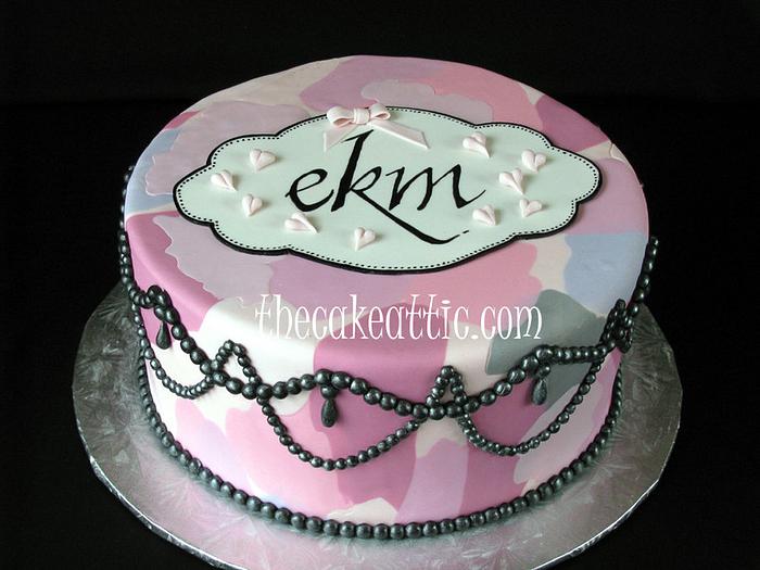 pink camouflage baby shower cake