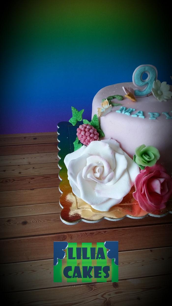 Floral birthday cake for a little sweet girl